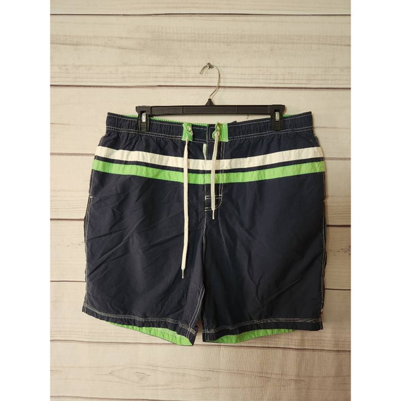 Tommy Hilfiger Mens Trunks Swim Shorts Blue Green Color Block Drawstring XXL - Picture 1 of 6